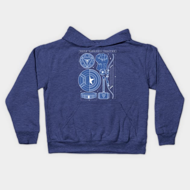 Some Assembly Required Kids Hoodie by burlybot